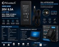 NIVATECH BC969 20V 6.5 (4.5*3.0) DELL İĞNE UYUMLU ŞARJ ADAPTÖRÜ